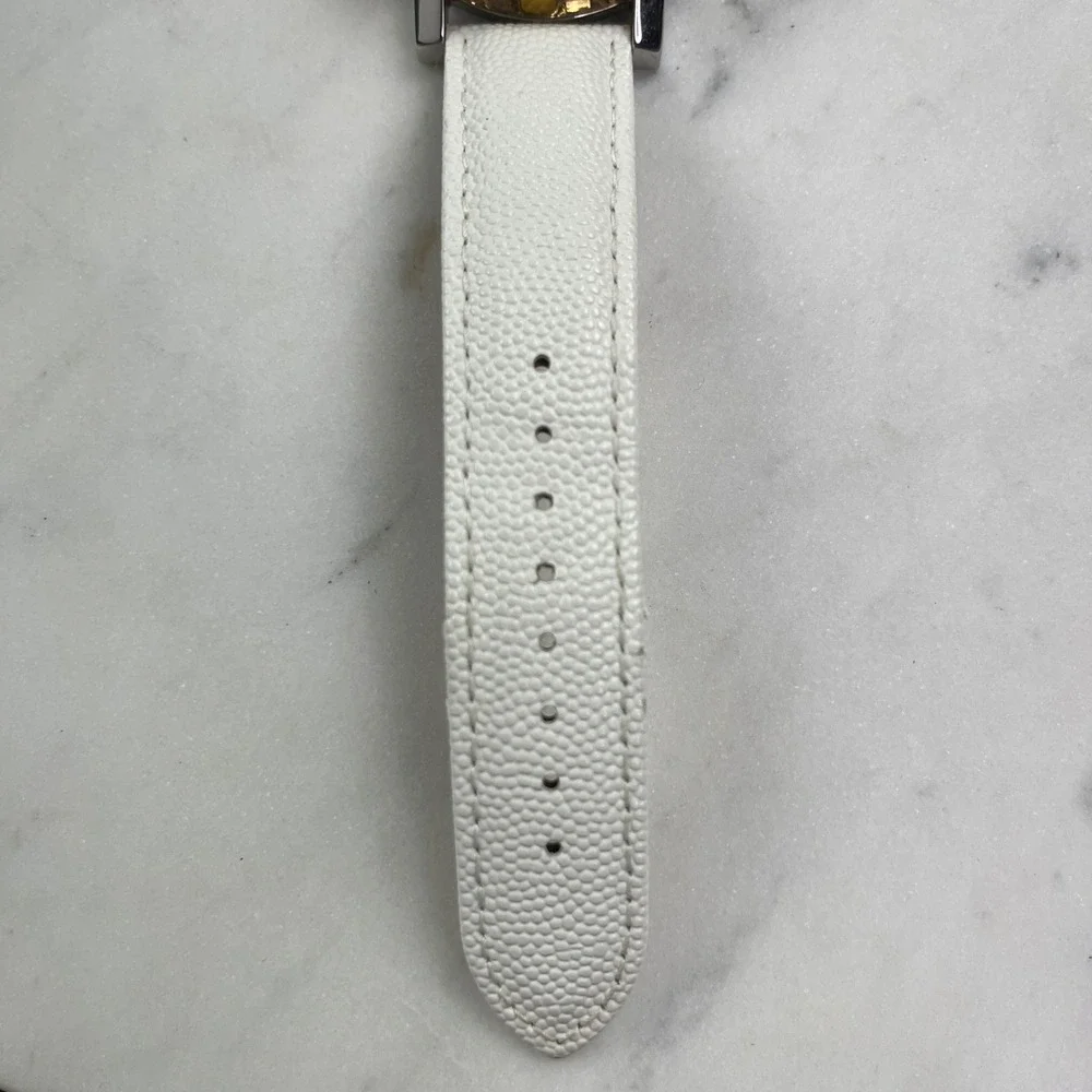 Constantin Weisz Skeleton Automatic Watch Men 42mm White Leather Gold Silver